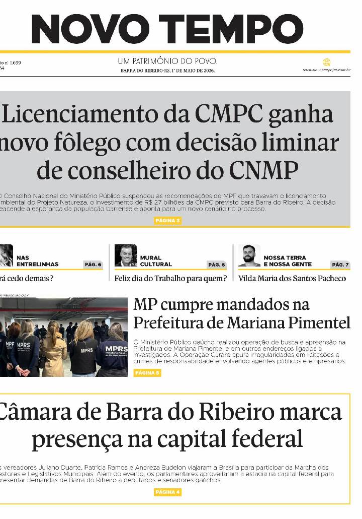Edição de 1° de maio de 2026.