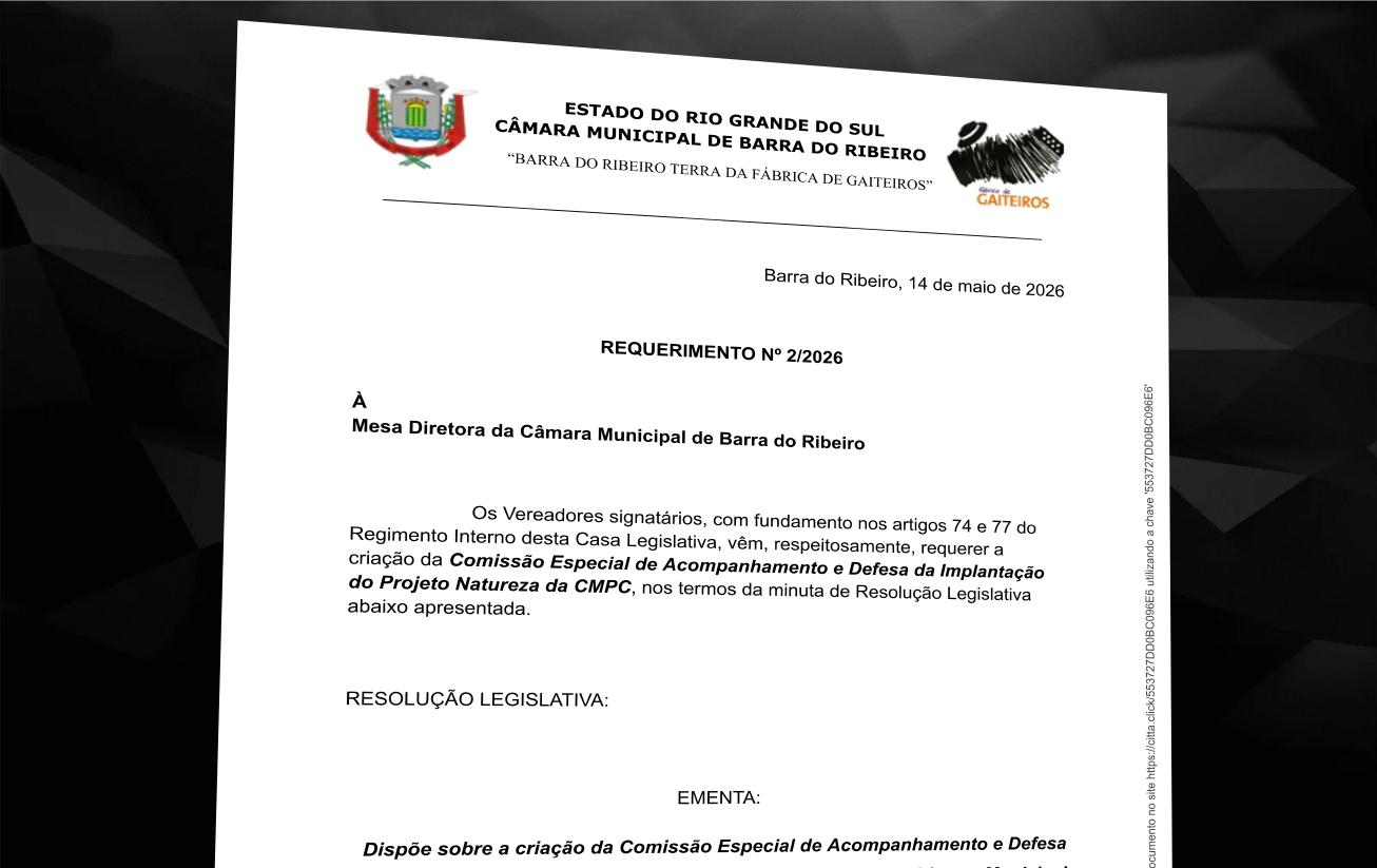 Vereadores protocolam requerimento para criação de Comissão Especial de acompanhamento do Projeto Natureza