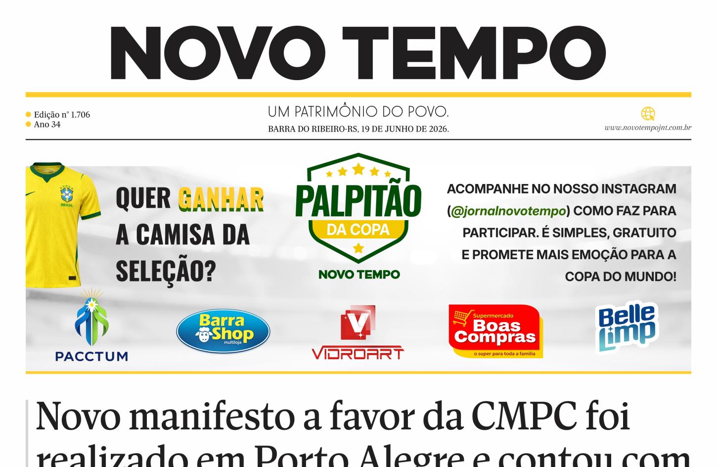 CLIQUE PARA LER A EDIÇÃO DE 19 DE JUNHO